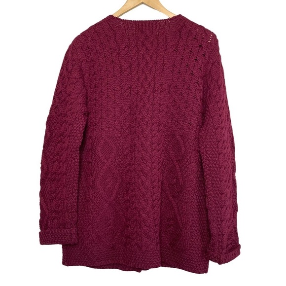 Aran Crafts Merino Wool Chunky Knit Button Front Ireland Cardigan - Picture 2 of 9